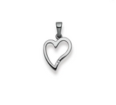 Pendentif coeur en or blanc 18 carats 750 avec diamant - 12x14 mm